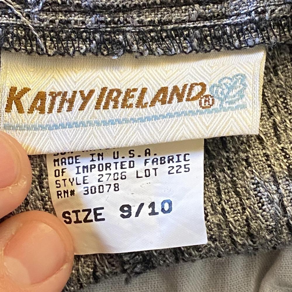 Vintage Kathy Ireland Dress Pants Juniors 9/10 Gray Check Pleated Tapered USA - Picture 14 of 16